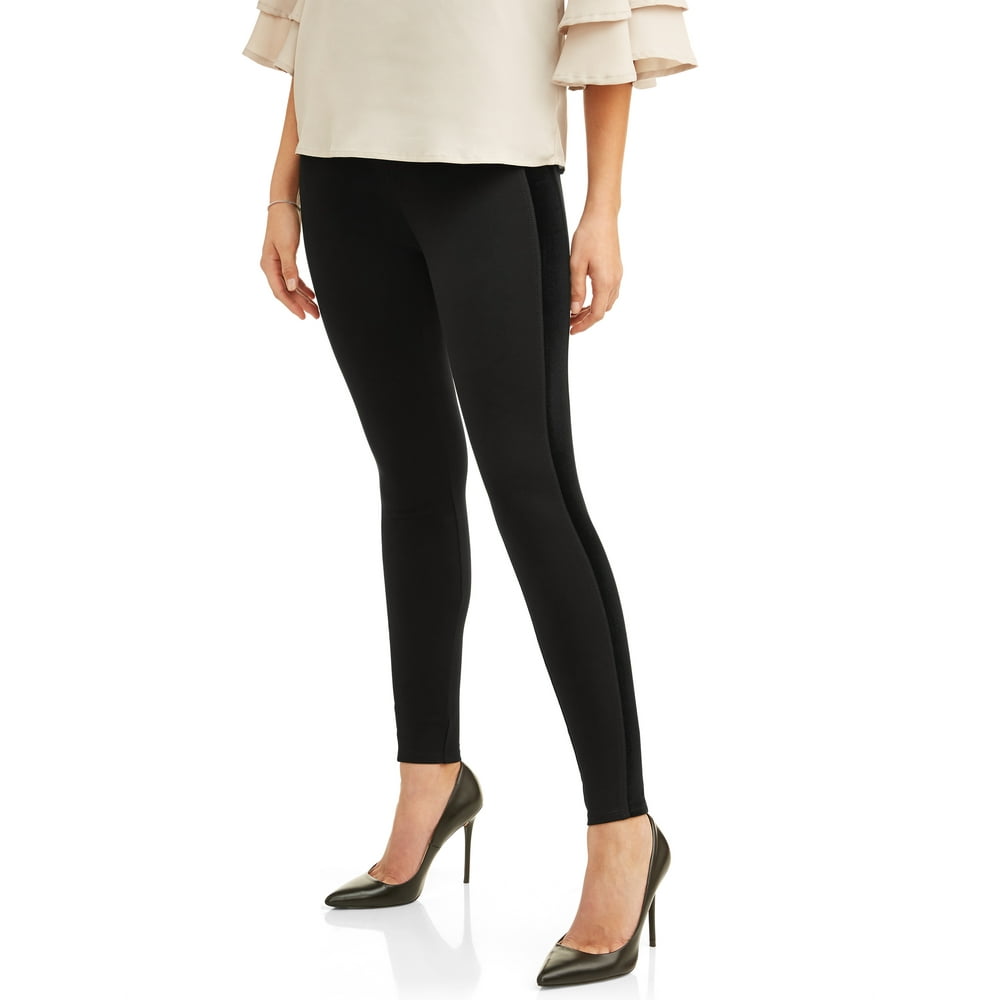 Time and Tru Women's Velour Stripe Ponte Pants Walmart