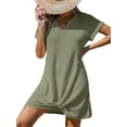 thumbnail image 1 of Cache-maillots pour Femmes à Manches Courtes, Maillot de Bain Décontracté, Bikini, Tenue de Plage, Robe de Plage, S-TTG Vert Armée G, 1 of 6