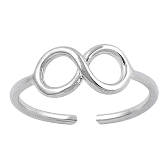 Sterling Silver Infinity Toe Ring Adjustable Midi Band .925 New Jewelry Female Unisex