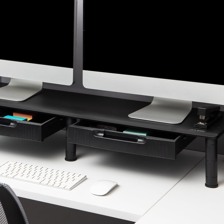 Large Dual Monitor Stand with Storage Drawers photo 8