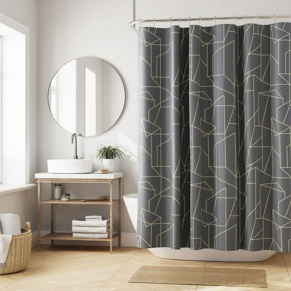 Hometrends Decorative Fabric Shower Curtain with Geometric Designs