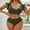 Grass Green, variant on Womens Ruffled V Neck Swimwear Sets Ruched Bikini Bottoms Two Piece Swimsuit