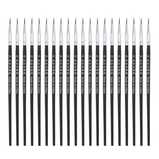 Uxcell 50pcs Pinceles de Detalle de Pintura 6mm Pincel de Pintura de Nylon para Pintura Acuarela Acrílica (0#), Negro