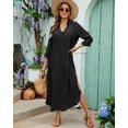 thumbnail image 2 of Vestido largo de playa con cuello en V con cuello en V, color negro, 2 of 7