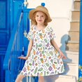 thumbnail image 6 of FORMRS Girls Short Sleeve Dress Summer Casual Round Neck A-line Beach Sundress, Sizes 2T-8T, Purple Vegetables Pattern, 6 of 8