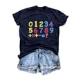 thumbnail image 3 of Fshinging Tees Tops For Women T-Shirts Funny Number Print Short Sleeve Summer Crew Neck Slim Fit Layer Clothes Navy M, 3 of 3
