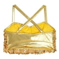 thumbnail image 4 of Doomiva Kids Girls Shiny Sequins Halter Tassel Crop Top with Mini Skirt Set Latin Jazz Salsa Samba Rumba Dance Outfits Gold 14, 4 of 7