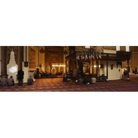 Group of people praying in a mosque Ulu Camii Bursa Turkey Canvas Art - Panoramic Images (18 x 6)