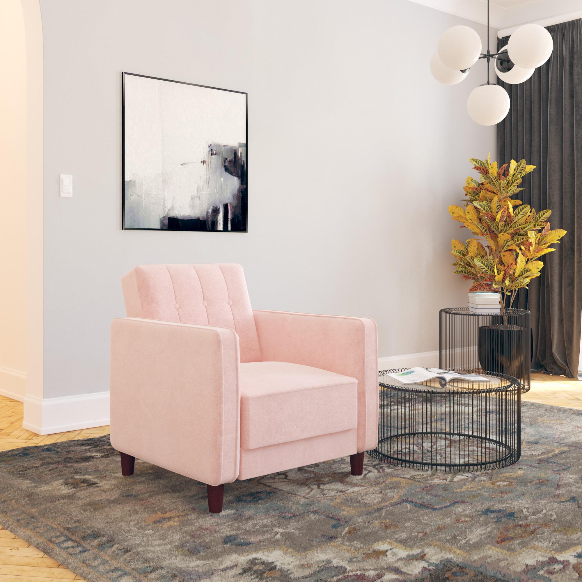 DHP Pin Tufted Accent Chair , Pink Velvet