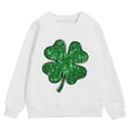 thumbnail image 4 of Sweatshirts for Girls Kid's St Patricks Day Prints Sweatshirt Crewneck Long Sleeve Cute Drop Shoulder Pullover Tops Kids Hoodies White 4 Years-5 Years, 4 of 5