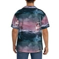 thumbnail image 5 of Disketp Men's Hawaiian Boat Lighthouse Storm Waves Print Shirts Button Down Holiday Beach Shirts-Small, 5 of 7