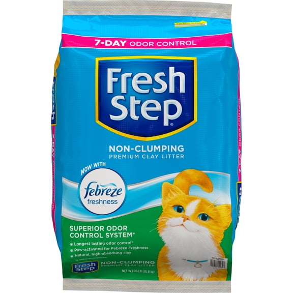 Fresh Step Non-Clumping Multi-Cat Premium Clay Cat Litter, Febreze Freshness Scent, 35 lb Bag