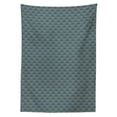 thumbnail image 2 of Damask Tablecloth, Italian European Traditional Repeated Scrolled Designed Yellow Golden Toned, Rectangle Satin Table Cover for Dining Room and Kitchen, 52" X 70", Dark Sky Blue Khaki, by Ambesonne, 2 of 2