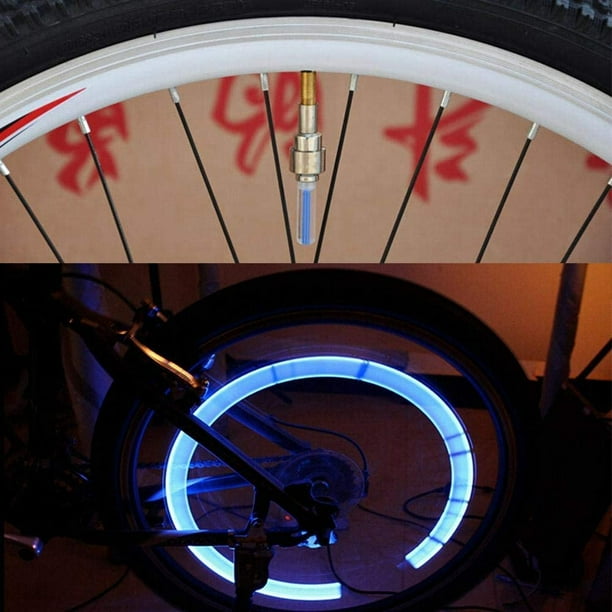 4 Pack LED Bike Wheel Lights 4 Colors LED Valve Caps for Front and Rear Wheel Waterproof and Bright for Safety and Visibility
