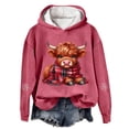 thumbnail image 4 of NinXxx Women's Cow Print Pullover Festive Western Graphic Sweatshirt Watermelon Red XXL, 4 of 4