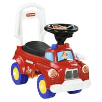 Qaba Toddler Ride on Toy, Baby Ride on Fire Truck with Music, Horn, Under Seat Storage, Foot to Floor Car for Kids 18-36 Months, Red