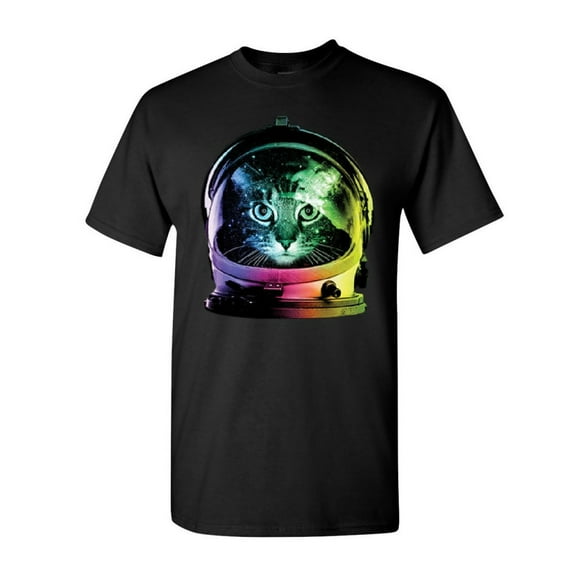 Tee Hunt Space Cat T-Shirt Astronaut Kitten Neon Galaxy Shirt