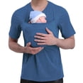 thumbnail image 4 of Mifsaly Dad and Mom Kangaroo Carrier Shirt V Neck Short Sleeve Cotton Tshirts Unisex Women Men Kangaroo Shirt for Dad Baby Pregnant Babies Wearing Tops, 4 of 5