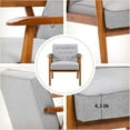 thumbnail image 7 of PERUYQ – Leisure Chair Solid Wood Armrest Accent Chair, Fabric Upholstered Wooden Lounge Chair Modern Living Room Chairs (Grey), 7 of 7