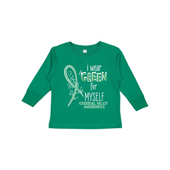 Inktastic I Wear Green for Myself- Cerebral Palsy awareness Boys or Girls Long Sleeve Toddler T-Shirt