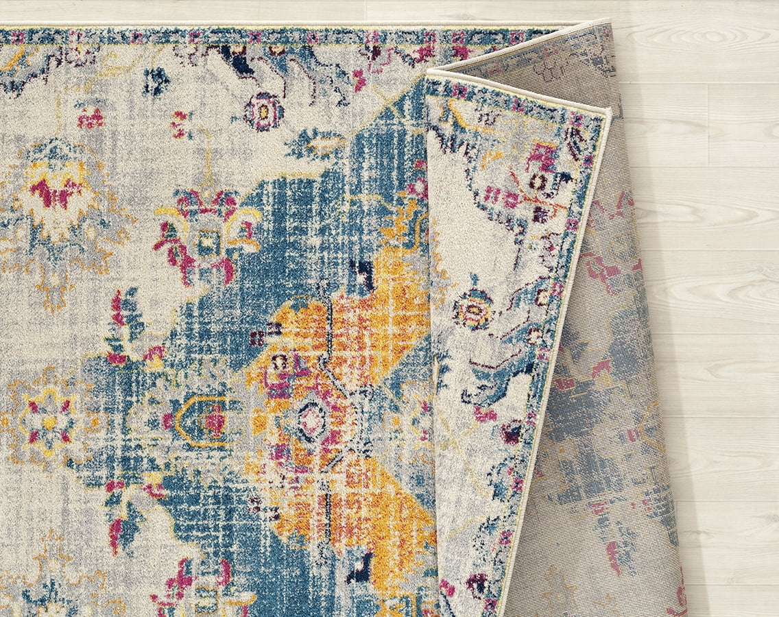 United Weavers Caledonia Mireya Farmhouse Medallion Area Rug, Blue, 12'6" x 15'