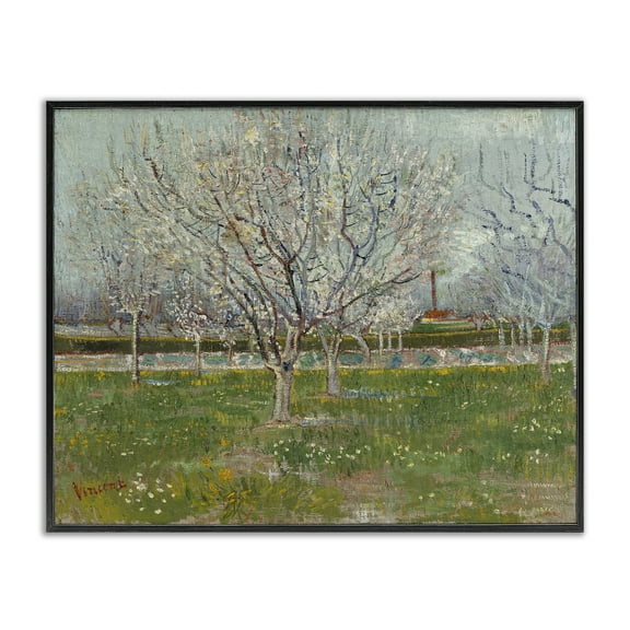 Stupell Industries Van Gogh Orchard in Blossom Landscape & Nature Painting Black Framed Art Print Wall Art, 14 x 11