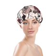 thumbnail image 3 of Easygdp Retro Red Black Roses Shower Caps for Women, Double Waterproof Layers Shower Cap, Quick Drying Bath Hair Cap Reusable, 3 of 9