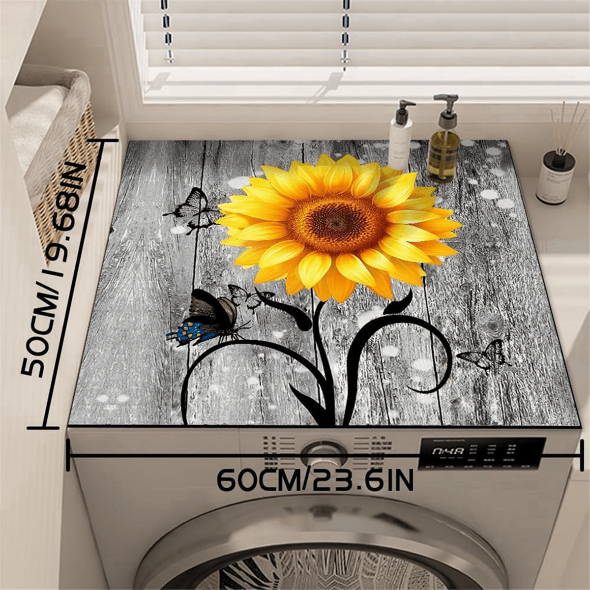 Flowers Washer Dryer Dust Cover Mat for Top Washing Machine Dust Cover Pad Fast Drying Absorbent Mat T