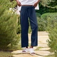 thumbnail image 7 of Women Pants on Under $5! Cagogo Womens Linen Pants Wide Leg High Waisted Drawstring Casual Loose Pants Summer Comfy Business Casual Work Beach Pants with Pockets, 7 of 7