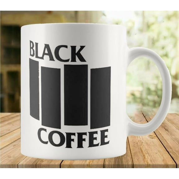 Black Coffee 11 Ounces Funny White Mug - Cute Coffee and Tea Mug - Ceramic Coffee Mugs for Women and Men