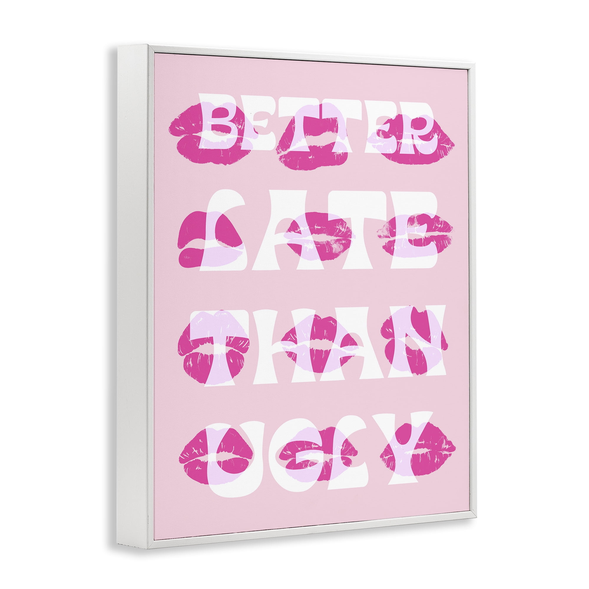 Stupell Industries Better Late Than Ugly Beauty & Fashion Painting White Framed Art Print Wall Art, 11 x 14