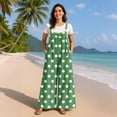 thumbnail image 4 of Women's Polka Dot Jumpsuit, Casual Wide Leg Bib Overalls with Pockets, Loose Fit Sleeveless Dot Print Summer Rompers Long Pants, 4 of 7
