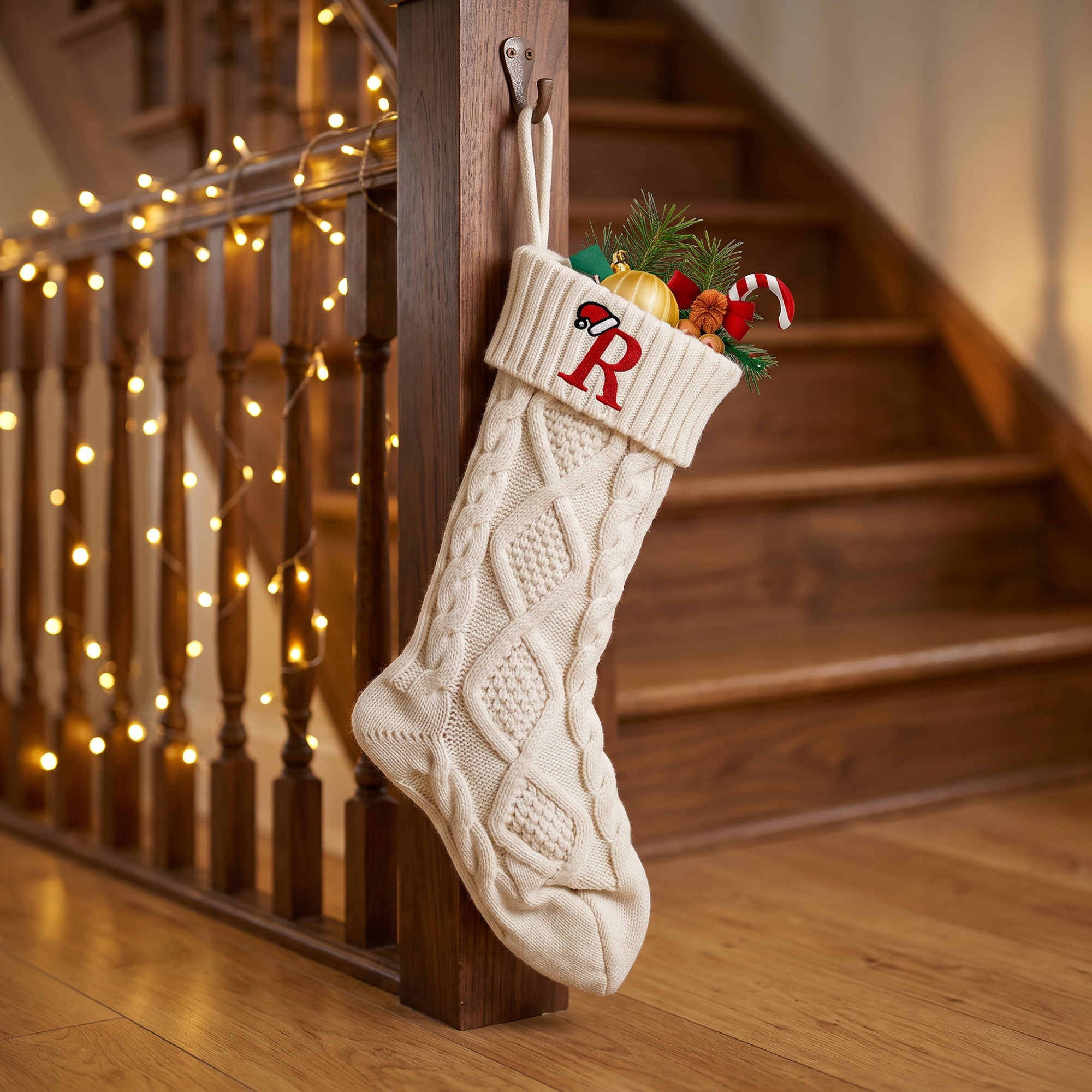 Unique Bargains Canine Bone Christmas Stocking Luxury Puppy Holiday Keepsake Sack Letter R 17"