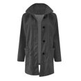 thumbnail image 4 of YDFCWXW Women Winter Long Pea Coat Wool Blend Stand Collar Single Thicken Blazer Jacket Dark Gray, XL, 4 of 5