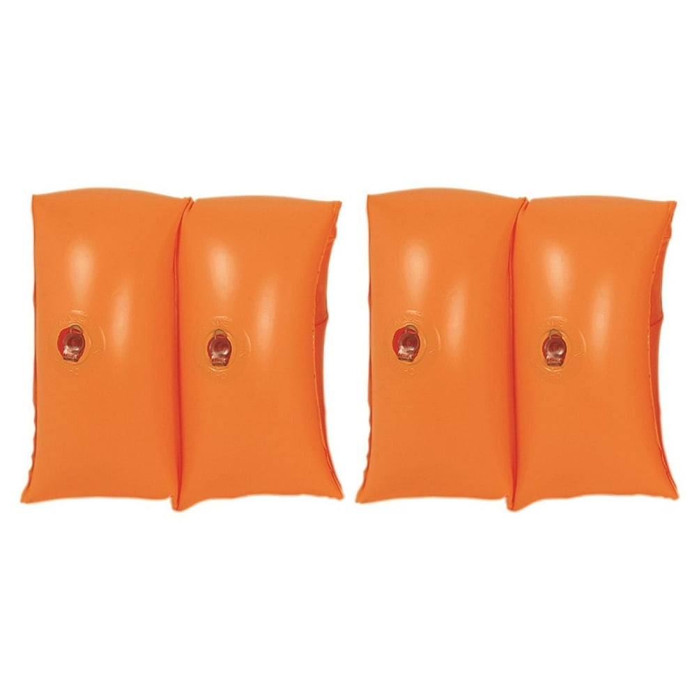 Set of 2 Orange Inflatable Swimming Pool Arm Floats for Kids 36 Years