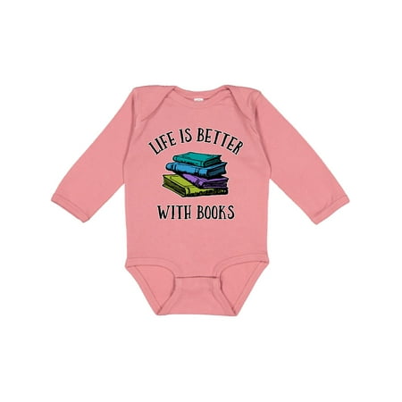 

Inktastic Life s Better With Books Gift Baby Boy or Baby Girl Long Sleeve Bodysuit