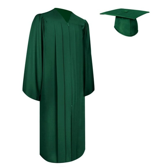 Endea Graduation Matte Hunter Green Graduation Gown  Cap