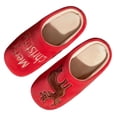 thumbnail image 2 of Zylanna Girls Slip‑On House Slippers, Slip‑Resistant Plush with Embroidered Motif Loose Fit Warm Festive Holiday Indoor Footwear Red, 2 of 5