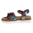 thumbnail image 3 of Kensie Girl Open Toe Kids Sandal with Straps White Sole, Black Multi, 4, 3 of 7