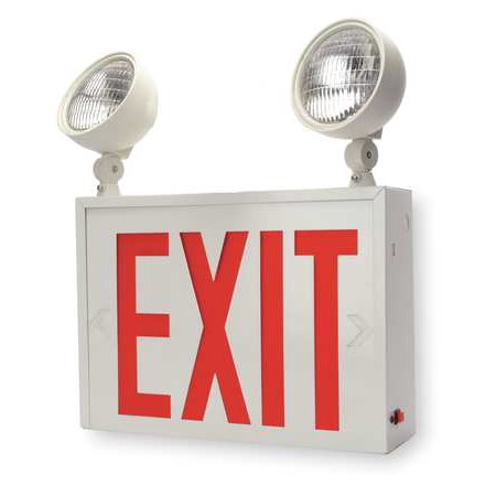 - ACUITY LITHONIA Exit Sign w/Emergency Lights,12.7W,Red LHXNY W 1 R