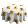 thumbnail image 4 of White Green Leaf Sunflower Pattern Round Tablecloth 60"x60",Wrinkle Wipeable Table Cloth for Kitchen Dining Room Picnic Patio Party, 4 of 6