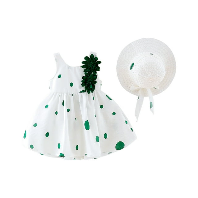 Vêtements d'Été pour Bébés Filles, Tout-Petits, Mignon, Sans Manches, Robes à Imprimé Floral, Ensemble avec Chapeau, Robe de Plage pour Enfants