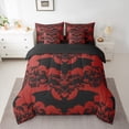 thumbnail image 2 of Manfei Western Damask Print Twin Bedding Sets 7-Piece for Kid, Black Red Bat Bedding Comforter Set, Halloween Theme Reversible Sheet Sets, Lightweight Room Decor, 2 of 7
