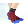thumbnail image 2 of 6 Pack Men Combed Cotton Five Finger Toe Crew Socks Breathe Casual Sport Stripe, 2 of 12