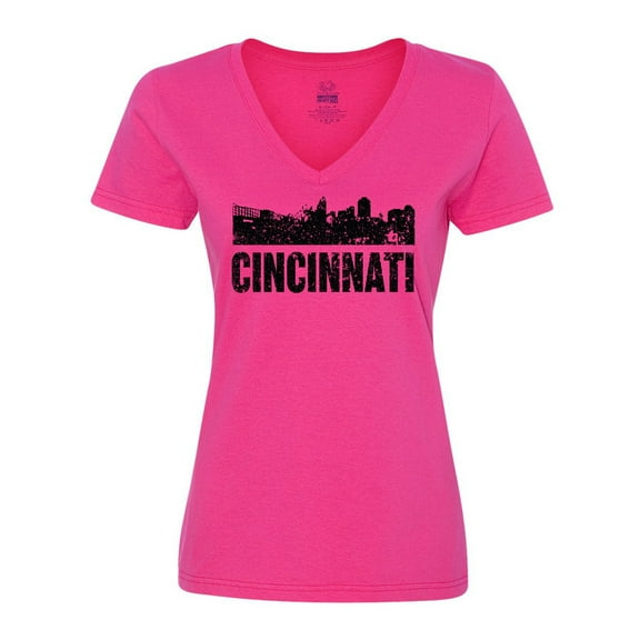 Inktastic Cincinnati Skyline Grunge Women's V-Neck T-Shirt