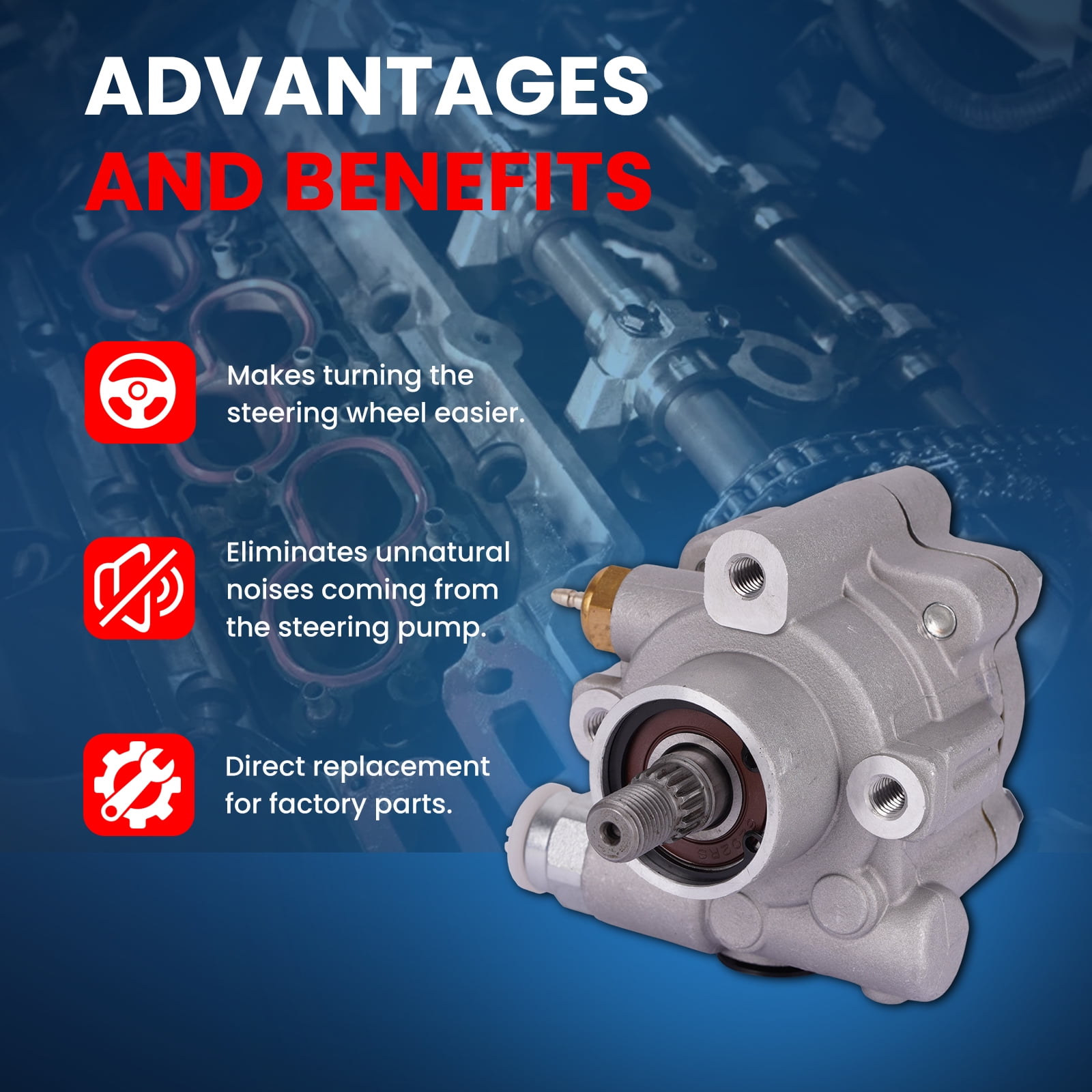MOCA AUTOPARTS Power Steering Pump Fit for 2001-2004 Ford Escape 3.0L & 2001-2004 Mazda Tribute