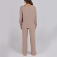 thumbnail image 5 of Women's Ribbed Knit Two Piece Sleepwear Set 2025, Long Sleeve Loungewear Pajamas with Crew Neck Top, Soft Comfortable Casual Sportswear for Home Relaxation, Travel and Everyday Wear Brown M, 5 of 6