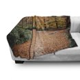 thumbnail image 3 of Nature Soft Flannel Fleece Throw Blanket, Autumn Forest with Deciduous Trees Fall Leaves in Faded Eco Image, Cozy Plush for Indoor and Outdoor Use, 50" x 60", Hunter Green Marigold, by Ambesonne, 3 of 6