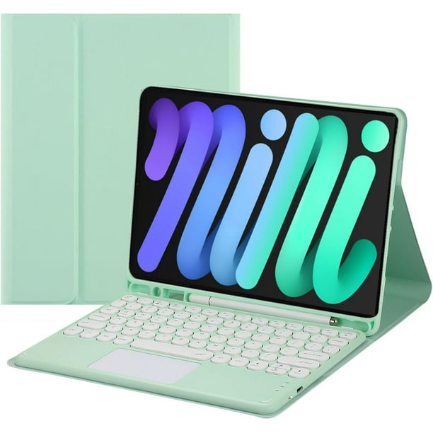 Funda con teclado táctil para iPad Mini 7 (A17 Pro)/Mini 6.ª generación de 8,3 pulgadas (2024/2021) con portalápices - Teclado Bluetooth táctil magnéticamente desmontable