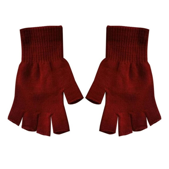 GZEFJRQM Knit Gloves Fingerless Gloves for Women Winter Knit Fingerless Mittens Solid Color Fashion Half Finger Warm Knitted Gloves